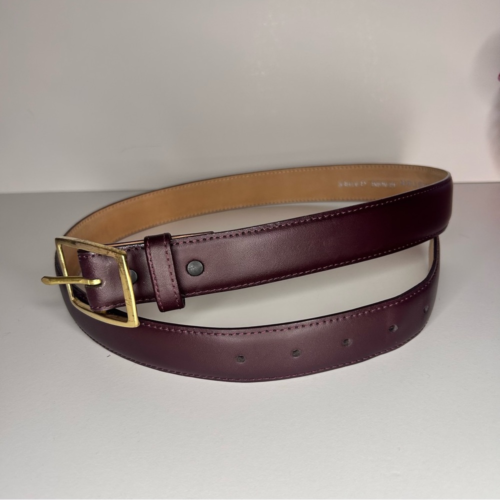 Masters Burgundy Genuine Leather Belt with Solid Brass Buckle Size 34